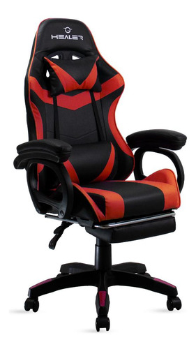 Cadeira Gamer Vermelho/preto Healer Level Reclina Apoio Pés