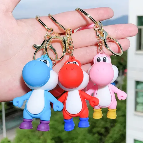 Chaveiro Yoshi 5 Cores Vibrantes Super Mario Figura Anime
