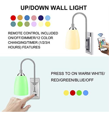 Luxsway Lámpara De Pared Que Cambia De 12 Colores, Aplique D