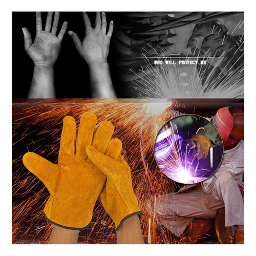 Guantes De Soldadora De Cuero Duraderos Impermeables