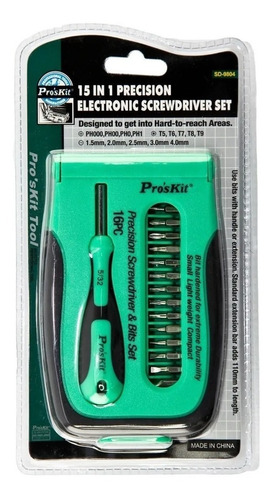 Imagen 2 de 10 de Set Destornilladores Proskit 15en1 Precision +extencion 9804
