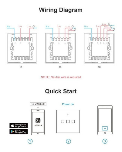 Imagen 5 de 6 de Sonoff T2 Us 3 Canales - Tecla De Pared Touch Wifi