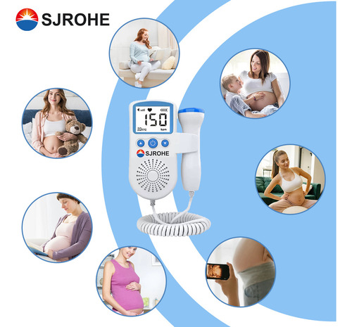 Sjrohe® Monitor Fetal Doppler Seguridad Monitores Para Escuchar Latidos Bebe Ultrasonido Portatil Doplerd Fetal Ultrasonido Bebé Latidos Corazón Color Azul