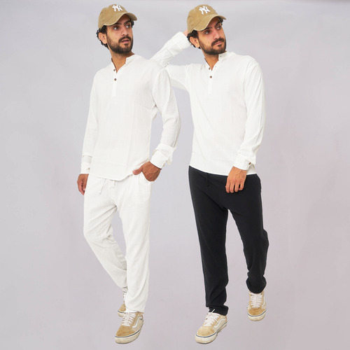 Customs Ba Pack X 2 Pantalones De Lino Hombre Pantalon