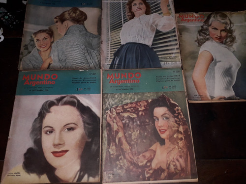 Lote Cinco Revistas Mundo Argentino Año 1953 Antigua