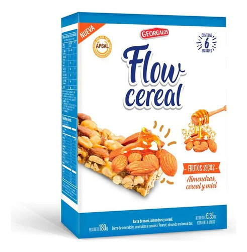 Barra Cereal Flow Almendras Cereal Y Miel - Caja X 6un