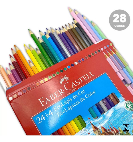 Lapis De Cor Faber Castell 24 Cores Ecolapis + 4 Tons Pastel