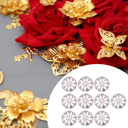 10 Piezas De Adornos De Flores Con Diamantes De Tipo F