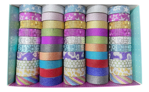Washi Tape Glitter Cinta Adhesiva Decorativa Deco Craft X 50