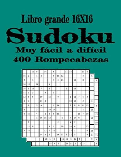 Libro: Libro Grande 16x16, Sudoku Muy A Difícil 400 Rom
