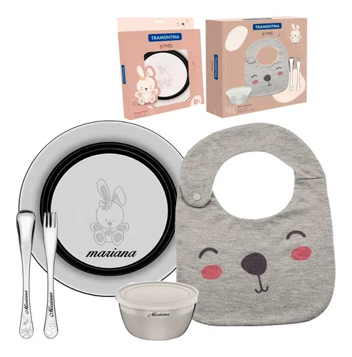 Kit Prato Talher Infantil Inox Le Petit Tramontina Com Nome