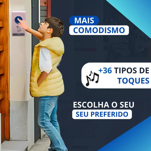 Campainha Sem Fio Residencial Wireless De Longo Alcance Wifi Unica
