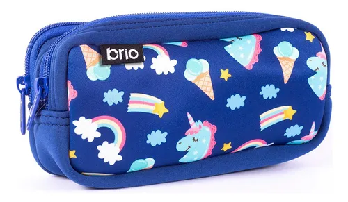 Cartuchera Brio Neopreno Doble Cierre Unicornios