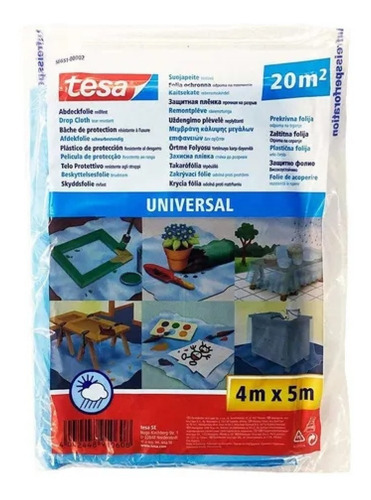 Plástico Protector Tesa Celeste 4mx5m.- Ideal Trab. Pintura