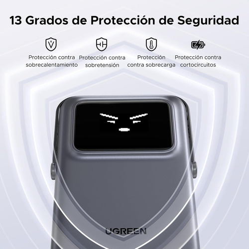 Ugreen Power Bank Inalámbrico 10000mah 20w Pd 7.5w Qi 45327 Color Plateado Plateado