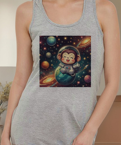Musculosa Mujer Space Monkey Mono Alien Espacio M2