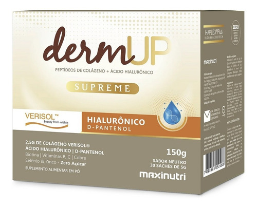 Dermup Supreme Verisol Ácido Hialurônico 30 X 5g Maxinutri Sabor Neutro