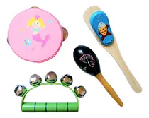 Comprar Kit De Percusión Infantil X 4 Instrumentos Musicales Maraca