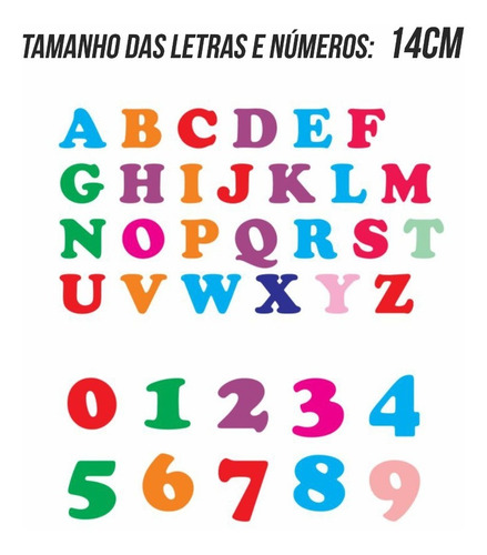 Letras E Números Em Eva Kit Completo 36 Pçs - 14cm Altura