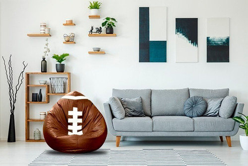 Sillón Puff Balón De Americano Con Base Confortable Café