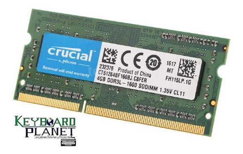 Imagen 4 de 4 de Memoria Ram 4gb Ddr3l - 1600 Sodimm Crucial Macbook Pro