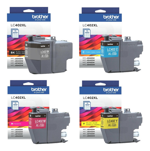 Pack 4 Tintas Brother Lc402 (xl) Bcmy Originales Mfc-j6740dw