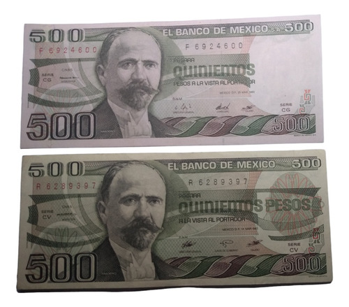Billetes Madero 500 Pesos 2 Pzas Con Marca Y Sin Marca Agua 