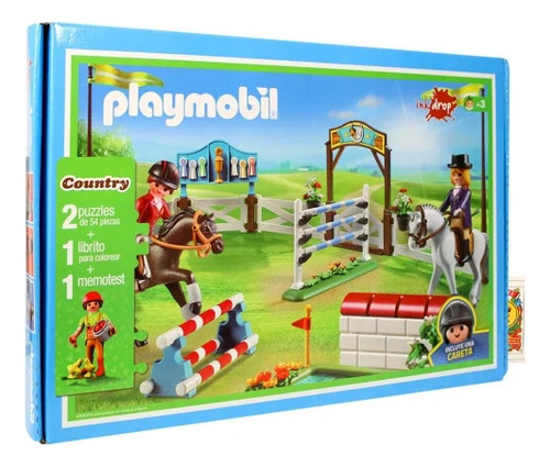 Puzzle Playmobilx54 Piezas + Libro Para Colorear + Memoria