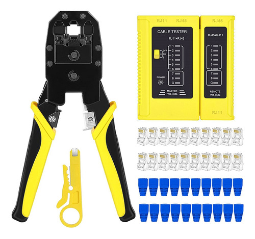 Kit De Herramientas De Crimpado Rj45 Con 20 Conectores Cat5