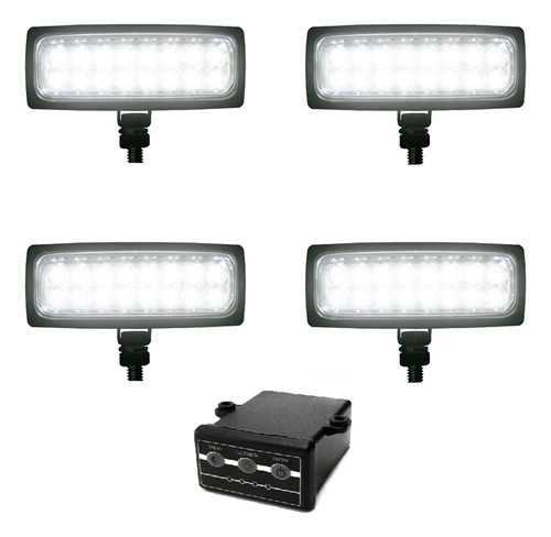 Estrobo Com 4 Farol Milha Led Aux 24v Branco Efeitos De Luz Automotivo Carro Moto Guincho Emergência Sinal De Luz