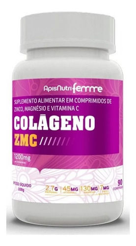 Colágeno Zmc 1200mg (90 Comprimidos) Sem Sabor