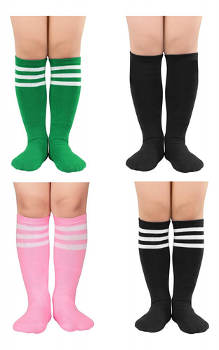 4pairs Kids Soccer Socks Youth Pink Baseball Socks Girls