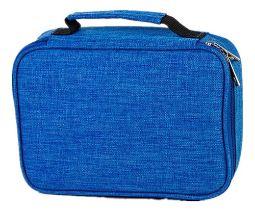 Estojo colorido de alta capacidade de 72 slots com zíper azul, conforme descrito
