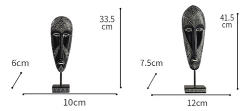 Escultura De Máscara Africana, Decoração De 10x6x33,5cm