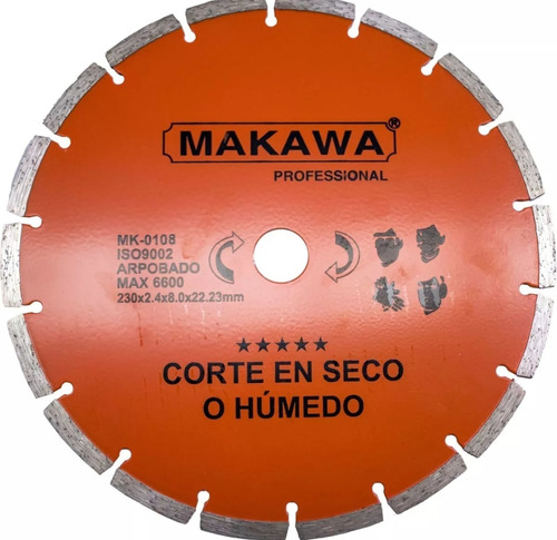 Disco Diamantado Corte 230mm 9 PuLG Makawa Mk-0108