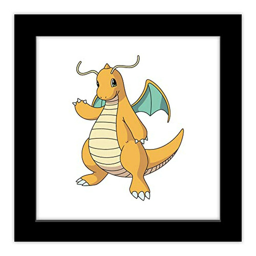 Cuadro De Dragonite Pokémon, Marco Negro, 12'' X 12''