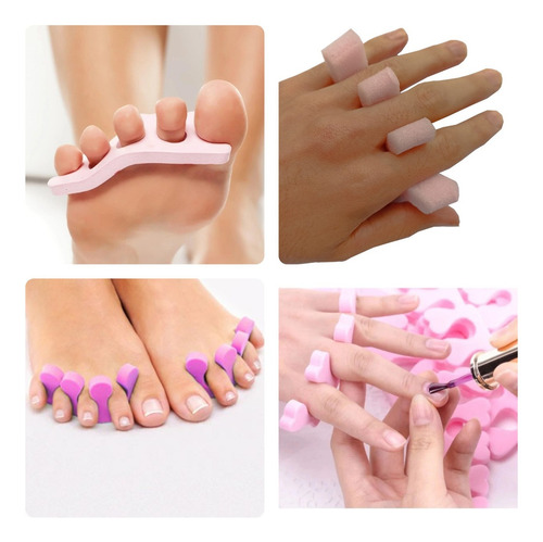 Separador de dedos de espuma Manicure de 24 pulgadas para manos y pies, color rosa liso