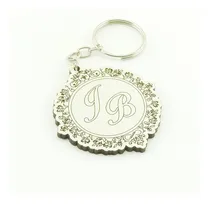 Comprar 30 Chaveiros Personalizado Branco Casamento Brasão Iniciais