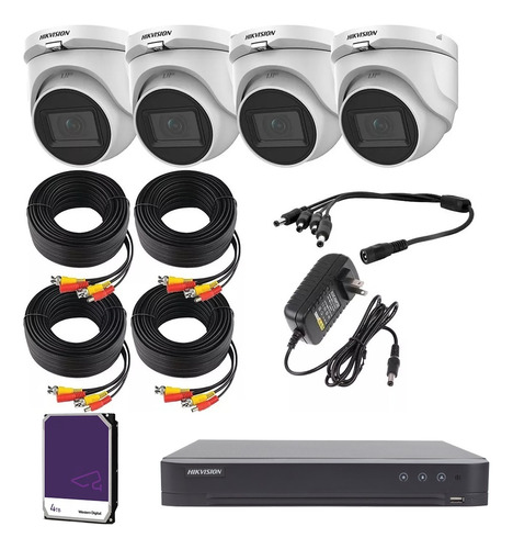 Kit Video Vigilancia 4 Cámaras 5 Mp Cctv 4 Tb Dvr 8 Canales