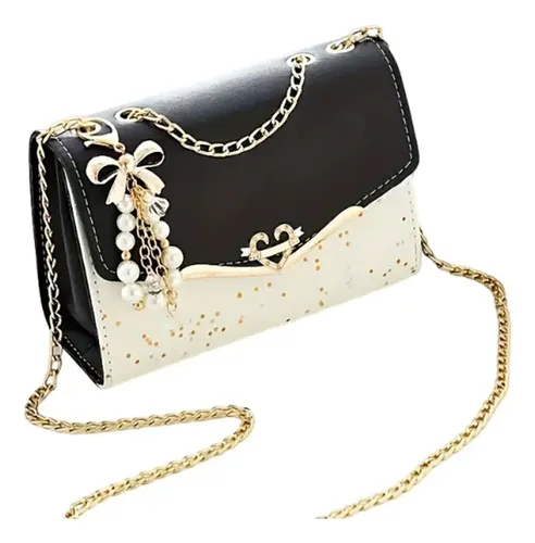 Bolsa Tiracolo Feminina Pequena Com Corrente Dourada