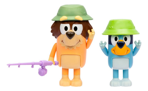 Bluey Pack 2 Figuras Personajes - Pescando Con El Abuelo