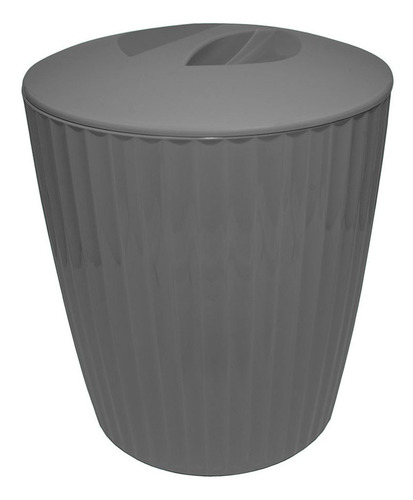 Lixeira Groove 5l Redonda Preto Banheiro Cozinha Quarto