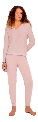 Pijama Feminino De  Inverno Hering Frio Longo Malha Flamê