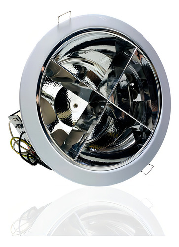 Luminária Embutir Redonda Compacta Com Aleta P/ 2 Lamp E27 Cor Branco 127/220V