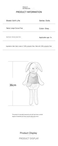 Large Cocoa Rabbit Plush Sleeping Doll, Original, Softlife