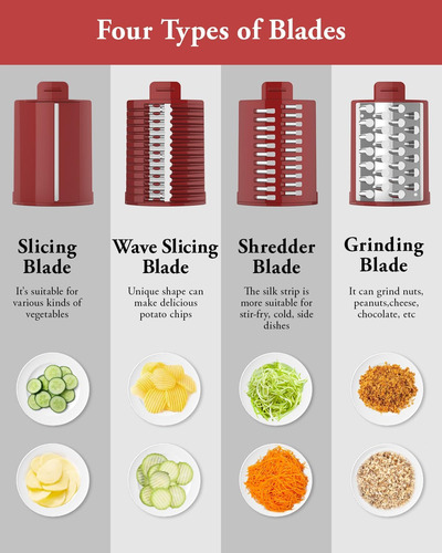 Rallador Eléctrico De Queso Con 8 Cuchillas Múltiples