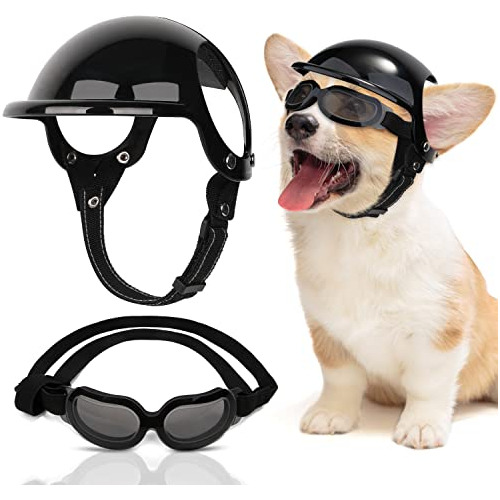 Slowton - Casco Y Gafas Para Perros Pequeños, Protección U