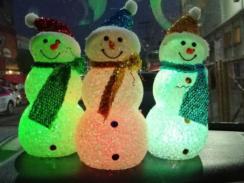 Imagen 1 de 12 de Muñeco De Nieve Con Luz Decoración Navidad 20 Cm Altura 