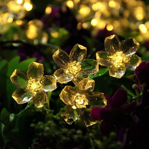 50 Led 7m Tira De Luces Led Solares Forma Flores Para Jardín