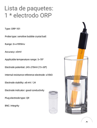 Electrodo Para Medidor De Orp Redox Cable Bnc 3 Metros Alefa